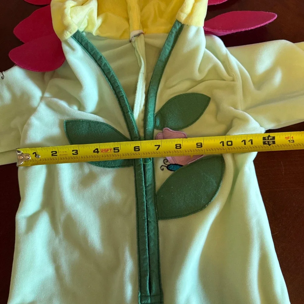 Vtg 80s Baby Flower Costume‎ Hooded Petal Jumpsuit Mint Pink Yellow